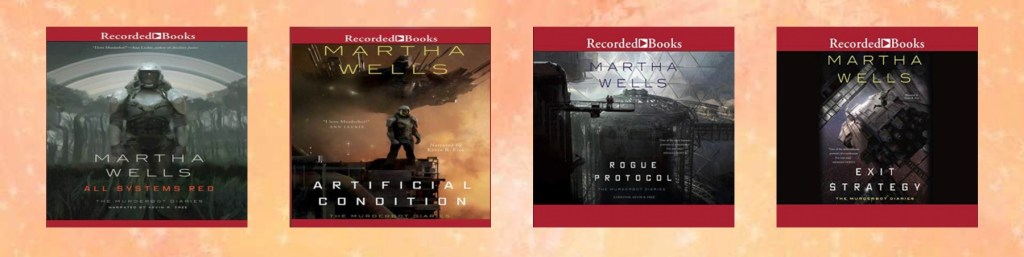 Audiobook cover art for All Systems Red, Artificial Condition, Rogue Protocol, and Exit Strategy